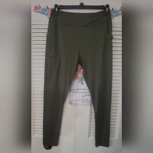 Women’s Olive Pull-On Ponte Leggings with Side Pockets